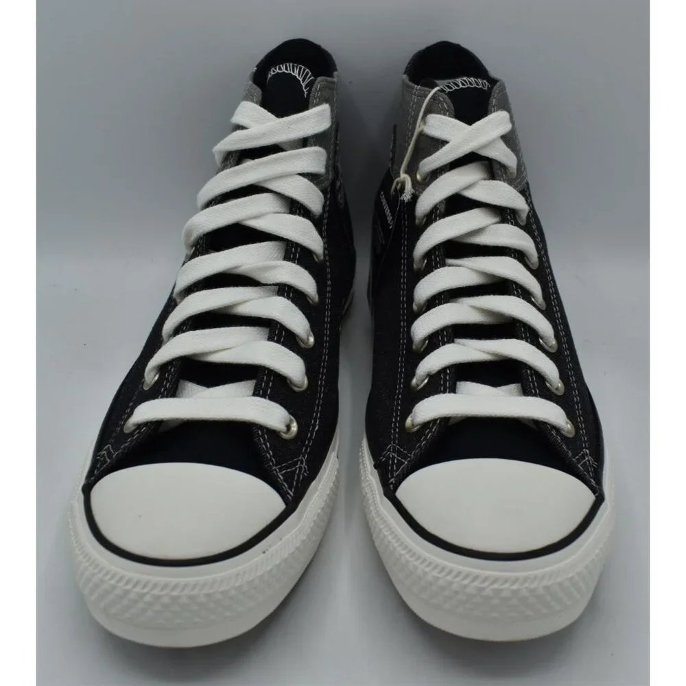 Converse Mens 12 Chuck‎ Taylor All Star Black Grey Patchwork High Top Sneakers